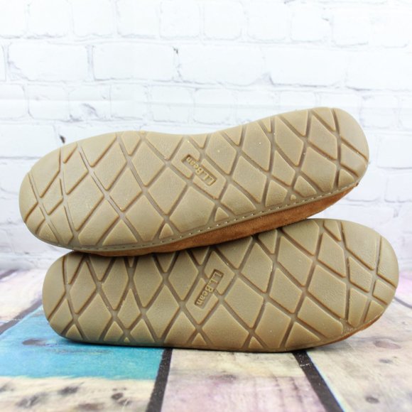 LL Bean Brown Suede Shearling Lined Wicked Good Moccasin Slippers Size 9 M - Picture 9 of 9